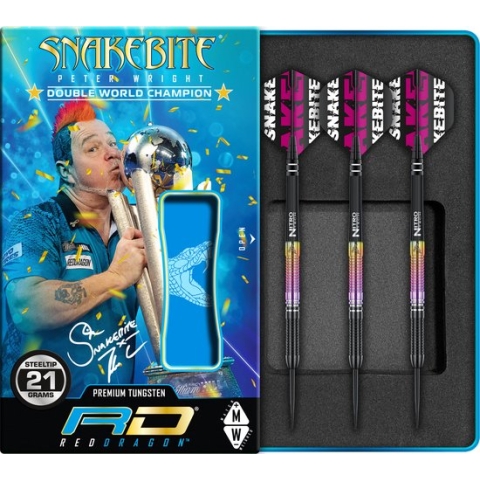 RED DRAGON - Peter Wright Snakebite World Champion 2020 Edition: Steeltip Tungsten Dartpijlen Professioneel - 21 gram