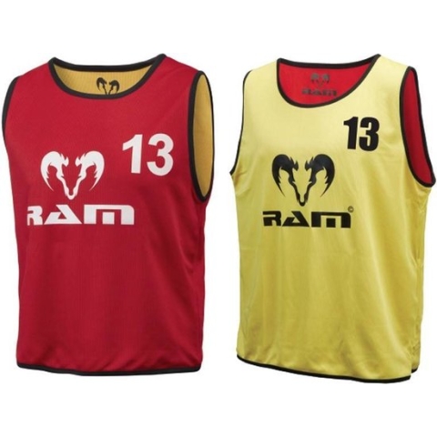 Training hesjes -Overgooiers - dubbelzijdig - genummerd - Rood/geel - XL - 15 stuks