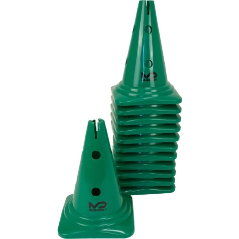 MDsport - Multifunctionele afbakenkegel groen - 30 cm - Set van 12 - Multifunctionele pion - Pion
