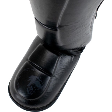 Super Pro Combat Gear Lederen Scheenbeschermer Guardian Zwart Large