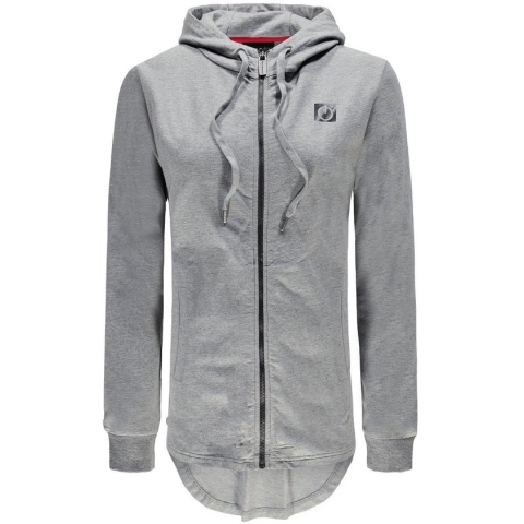 Re-Born Hoodie Trui Met Rits Lange Mouw Dames - Grijs - Maat M