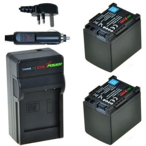 ChiliPower 2 x BP-819 accu's voor Canon - Charger Kit + car-charger - UK version