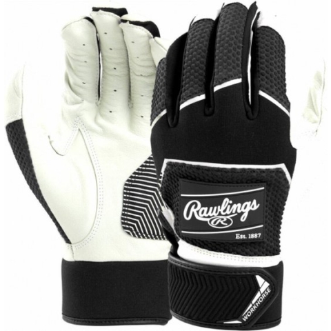 Rawlings - MLB - Honkbal - WH22BG - Slaghandschoentjes - Paar - Workhorse - Baseball Batting Gloves - Zwart - Volwassenen - Small