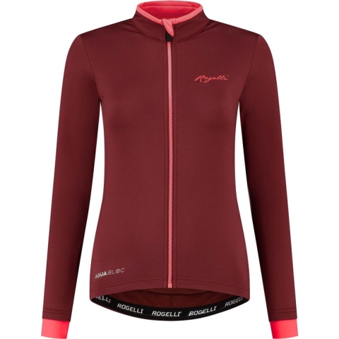 Rogelli Essential Fietsshirt - Lange Mouwen - Dames - Bordeaux, Coral - Maat XL