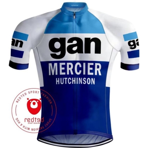 Retro Wielershirt Gan Mercier Blauw - REDTED (3XL)