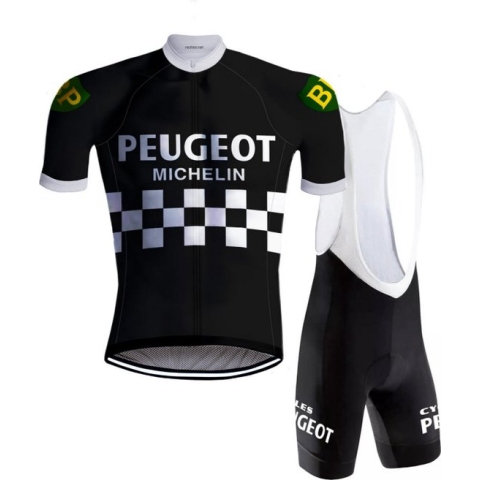 Retro Wielertenue Peugeot Zwart/Wit - REDTED (XL)