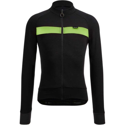 Santini Adapt Wool Thermal Lange Mouwen Fietsshirt Zwart 4XL Man