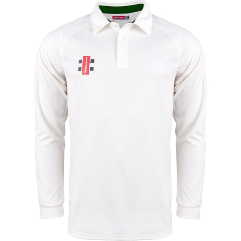 Gray-Nicolls Cricket SHIRT PRO PERF V2 L/S IV/GN M Medium - Ivory / Green