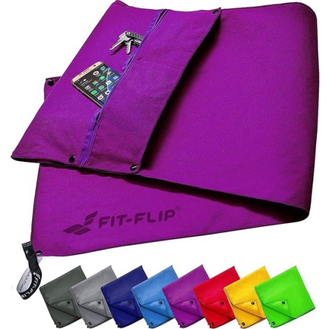 Fitness handdoek set met vak met ritssluiting + magneetclip + extra sporthanddoek, voor patent aangemelde multifunctionele handdoek, microvezel handdoek