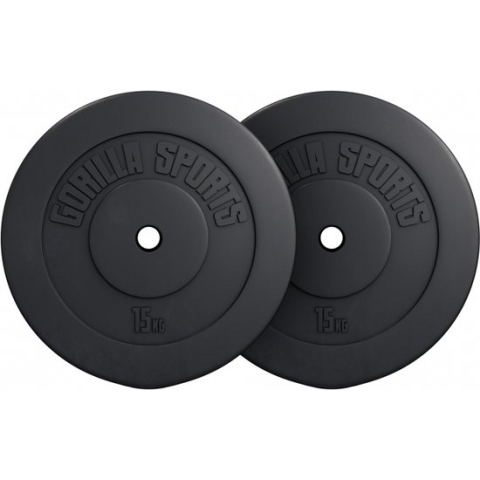 Gorilla Sports Halterschijven Set - Bundel - 30 kg (2 x 15 kg) - Kunststof - 30 mm