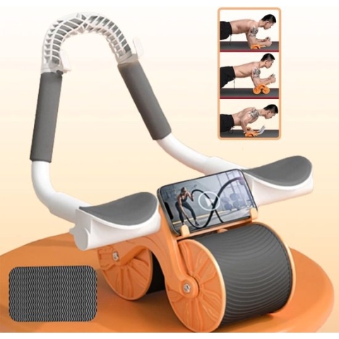 Ab Roller-oefenwiel met timer, automatisch rebound-buikwiel met elleboogsteun, dubbelwiel Abs-trainer spierstimulator voor fitness-krachttraining thuis