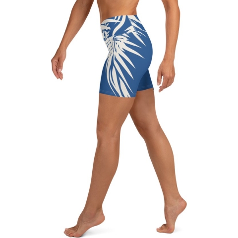 Sport Short - design Tiger Power Up - High Waist - Dry Fit - High Performance - 4way stretch - UPF 50+ - Hardloop - Yoga - Fitness - Dans - Pilates - Training - Korte Broek - dames- klassiekblauw wit - maat XS