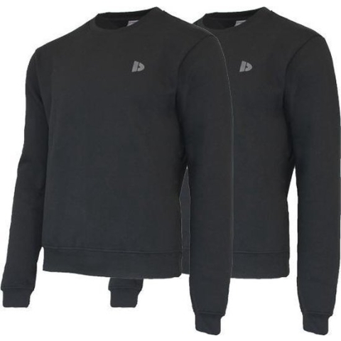 2 Pack Donnay - Fleece sweater ronde hals - Dean - Heren - Maat L - Black