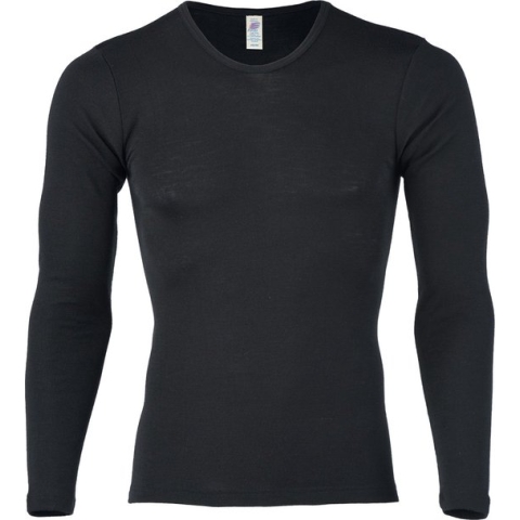 Engel Natur Heren Shirt Lange Mouw Zijde - Bio Merino Wol GOTS - Zwart 54/56(XL)