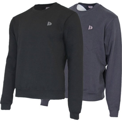 2 Pack Donnay - Fleece sweater ronde hals - Dean - Heren - Maat M - Black & Navy (919)