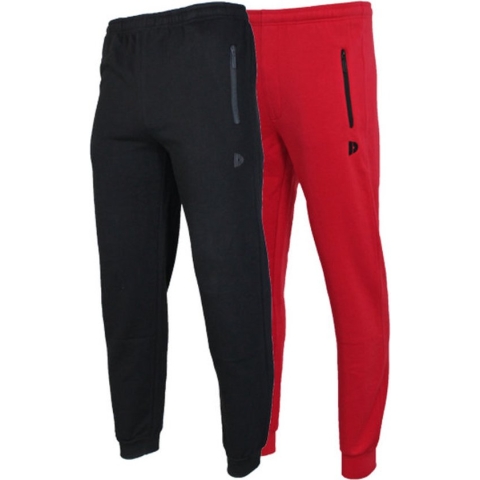 2- Pack Donnay Joggingbroek met elastiek - Sportbroek - Heren - Maat M - Black & Red (463)