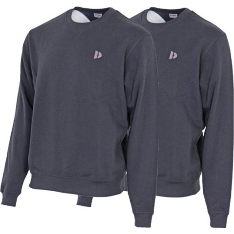 2 Pack Donnay - Fleece sweater ronde hals - Dean - Heren - Maat S - Navy (010)