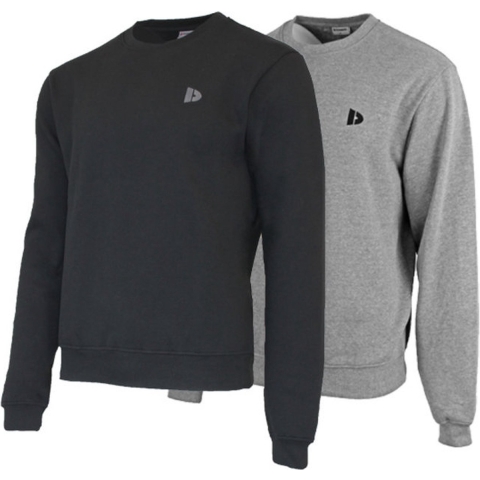 2 Pack Donnay - Fleece sweater ronde hals - Dean - Heren - Maat XL - Black & Silver-marl (252)