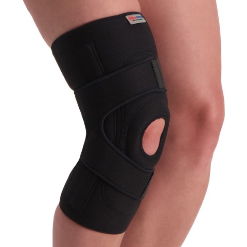 Super Ortho lichtgewicht kniebrace met baleinen en extra banden - Zwart