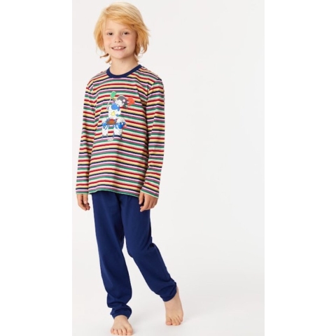 Woody pyjama jongens/heren - multicolor gestreept - schaap - 222-1-PLS-S/921 - maat 164