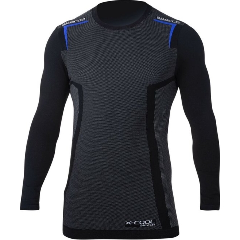Men's Long Sleeved Compression T-shirt Sparco K-CARBON Black/Blue M/L