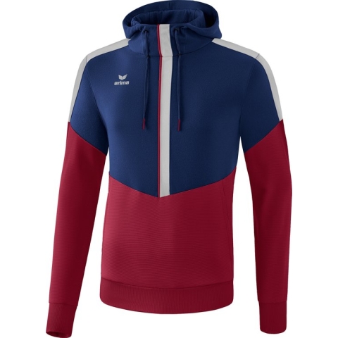 Erima Squad Sweatshirt Met Capuchon New Navy-Bordeaux Grijs Maat M
