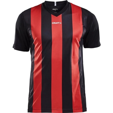 Craft Progress Stripe Shirt Korte Mouw Dames - Zwart / Rood | Maat: XL