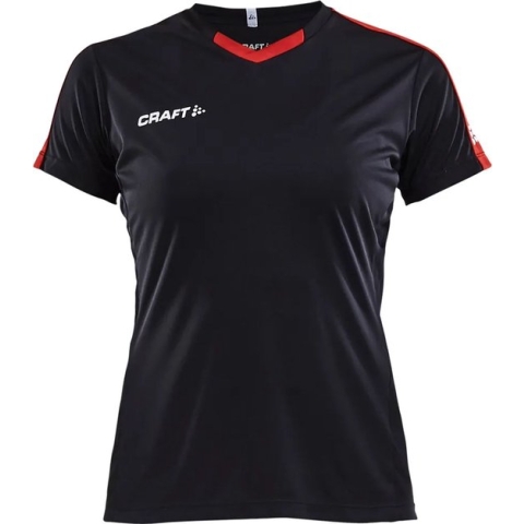 Craft Progress Contrast Shirt Korte Mouw Dames - Zwart / Rood | Maat: M
