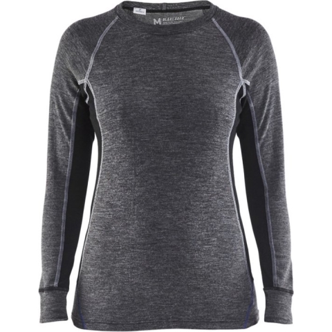 Blaklader Dames onderhemd, 100% Merino WARM 7200-1732 - Medium Grijs/Zwart - M
