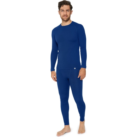 DANISH ENDURANCE Thermo Ondergoed set voor Heren, van Merino Wol - Ademend - Marineblauw- L