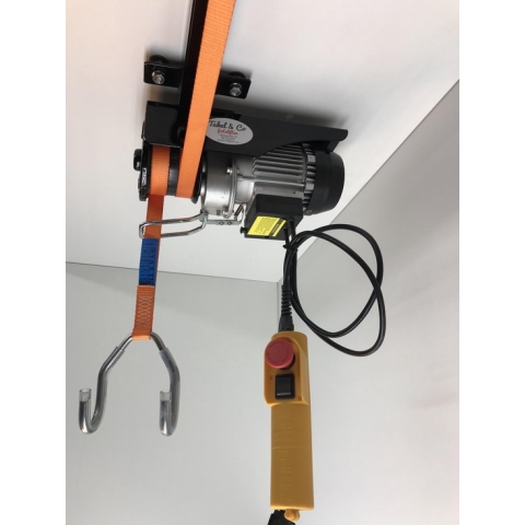 Electrische Fietslift zwart met oranje hijsbanden 125kg met CE-Keur certificering