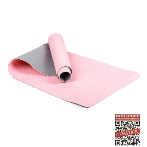 Gymstick Vivid Yoga Mat - 170 x 60 x 0,4 cm - Roze / Grijs - Met Online Trainingsvideo's
