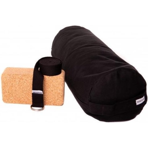 Zenzes PRO bolster met yogariem en yogablok - zwart