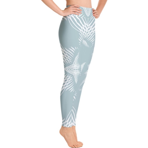 Sportlegging - design Proud Pattern- High Waist - Dry Fit - High Performance - 4way stretch- unieke print - UPF 50+ - Hardloop - Yoga - Fitness - Dans  - Pilates - Training - sportbroek –mintgroen wit- maat L