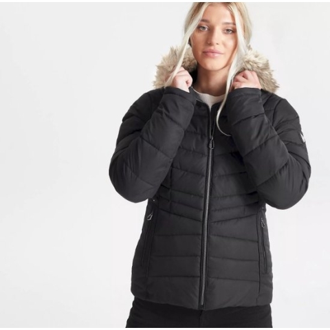 Dare2B Dames Glamorize II Jas Black/NatFur Maat XXXL/46
