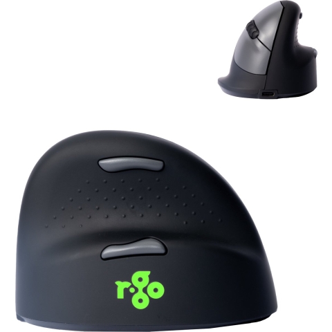 R-Go HE ergonomische muis, Bluetooth 5.0, Met pauze-software, Silent muis, Verticale design, Voorkom muisarm, Maat Small, Oplaadbaar met USB C+(USB A converter), Zwart