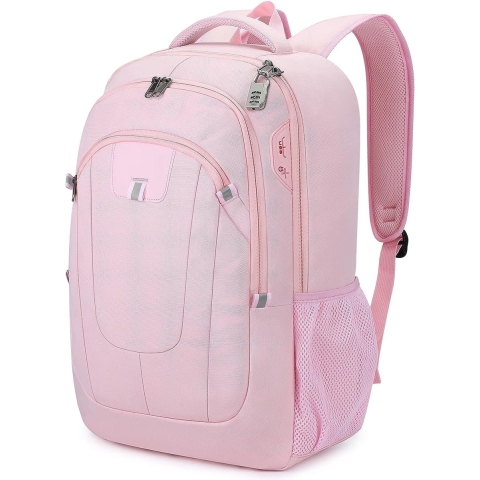 Waterdichte anti-diefstal rugzak voor 17,3 inch (44 cm) laptop herenrugzak met USB-aansluiting schoolrugzak grote business notebook backpack voor werk reizen mannen jongens, G3-roze, 33 * 22 * 49cm