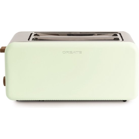 CREATE TOAST RETRO XL sleuven Broodrooster - Pastel Groen - Voor Brede Plakken - 6 niveaus - Functies - 1500W
