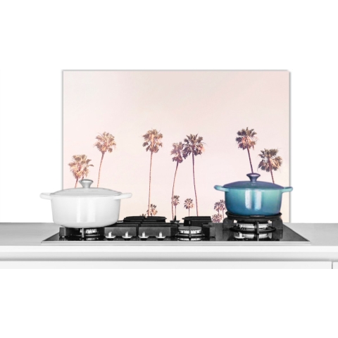 Spatscherm Keuken - Kookplaat Achterwand - Spatwand Fornuis - 90x60 cm - Palmbomen - Zon - Natuur - Lucht - Aluminium - Wanddecoratie - Muurbeschermer - Hittebestendig
