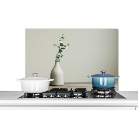 Spatscherm Keuken - Kookplaat Achterwand - Spatwand Fornuis - 80x55 cm - Eucalyptus - Stilleven - Vaas - Aluminium - Wanddecoratie - Muurbeschermer - Hittebestendig
