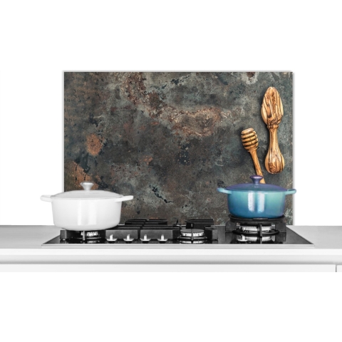 Spatscherm Keuken - Kookplaat Achterwand - Spatwand Fornuis - 90x60 cm - Keukengerei - Koken - Plaat - Aluminium - Wanddecoratie - Muurbeschermer - Hittebestendig