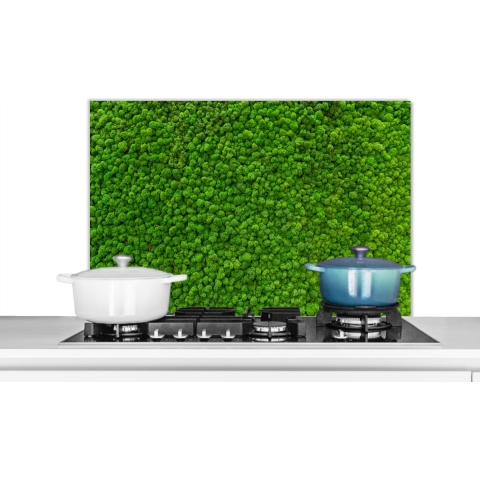 Spatscherm Keuken - Kookplaat Achterwand - Spatwand Fornuis - 90x60 cm - Mos - Groen - Natuur - Bos - Aluminium - Wanddecoratie - Muurbeschermer - Hittebestendig