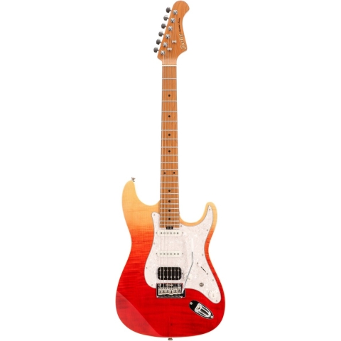 Fazley Sunrise Series Shore Red Sea Fade elektrische gitaar met deluxe gigbag