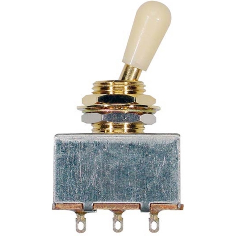 toggle switch 3-way, block shape, ivory knob, gold