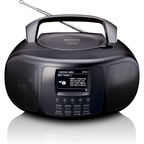 LENCO SCD-6000BK - Draagbare internet radio met DAB+/FM, Bluetooth®, CD-speler en groot LCD kleurendisplay - Zwart