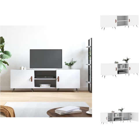 vidaXL Televisiekast - Trendy Design - 150 x 30 x 50 cm - Wit - Bewerkt Hout en IJzer - Kast