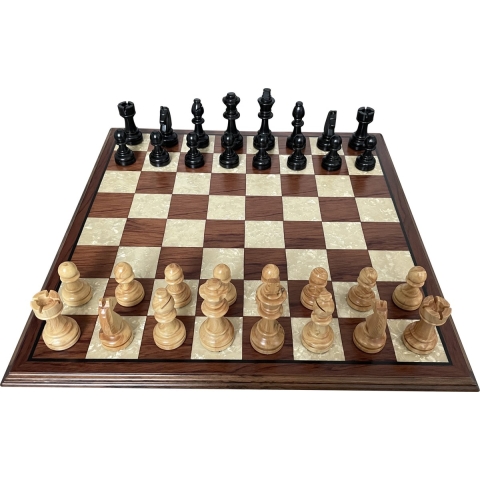 Handgemaakte houten schaakbord met schaakstukken - Luxe uitgave - Hoge kwaliteit - Schaakspel - Schaakset - Schaken - Volwassenen - Chess - 40 x 40 cm