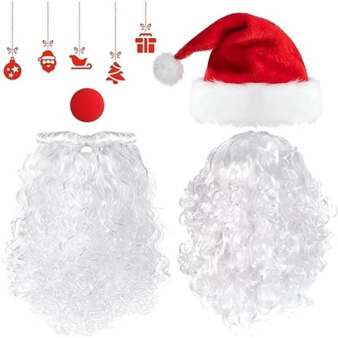 Kerstman muts rood kerstmuts kerstman pruik kerstman baard kerstmuts volwassenen Sinterklaas mutsen kerstman kostuum rode clown neus kerstmanbaard