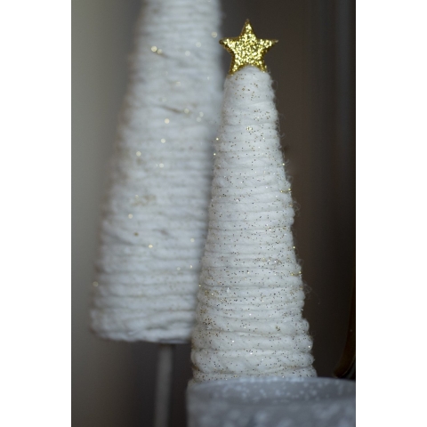 Kerstboom op voet groot - wol wit