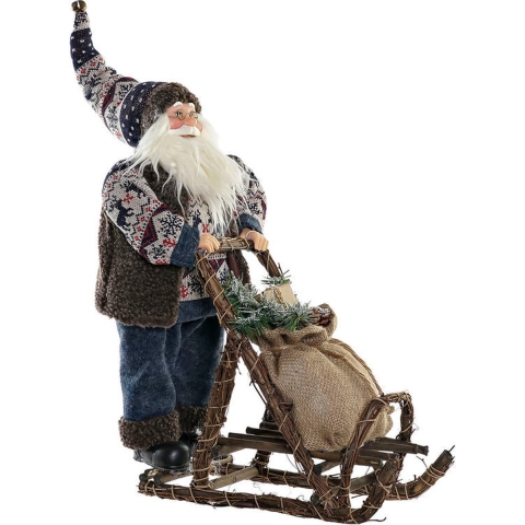Kerstversiering DKD Home Decor Hout Polyester Kerstman (42 x 25 x 48 cm)